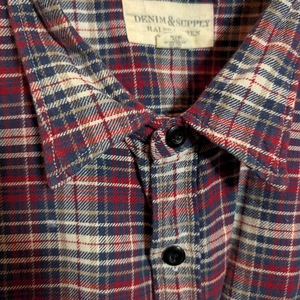 Denim & Supply Ralph Lauren Vintage Red and Blue Plaid Flannel Shirt - Picture 3 of 9